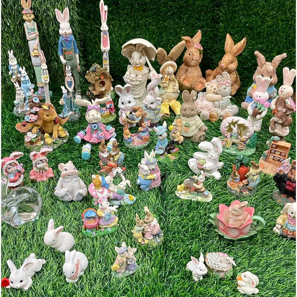 Set of 3 Vintage Retro Resin Easter Bunnies Rabbits - Picture 6 of 6
